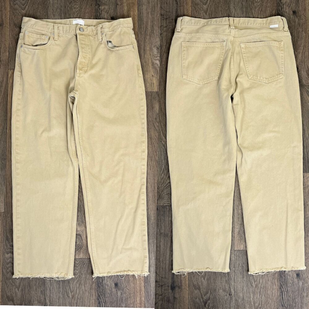Boyish Women's Size 31 Khaki The Tommy High Rise Rigid Straight Cropped Jeans